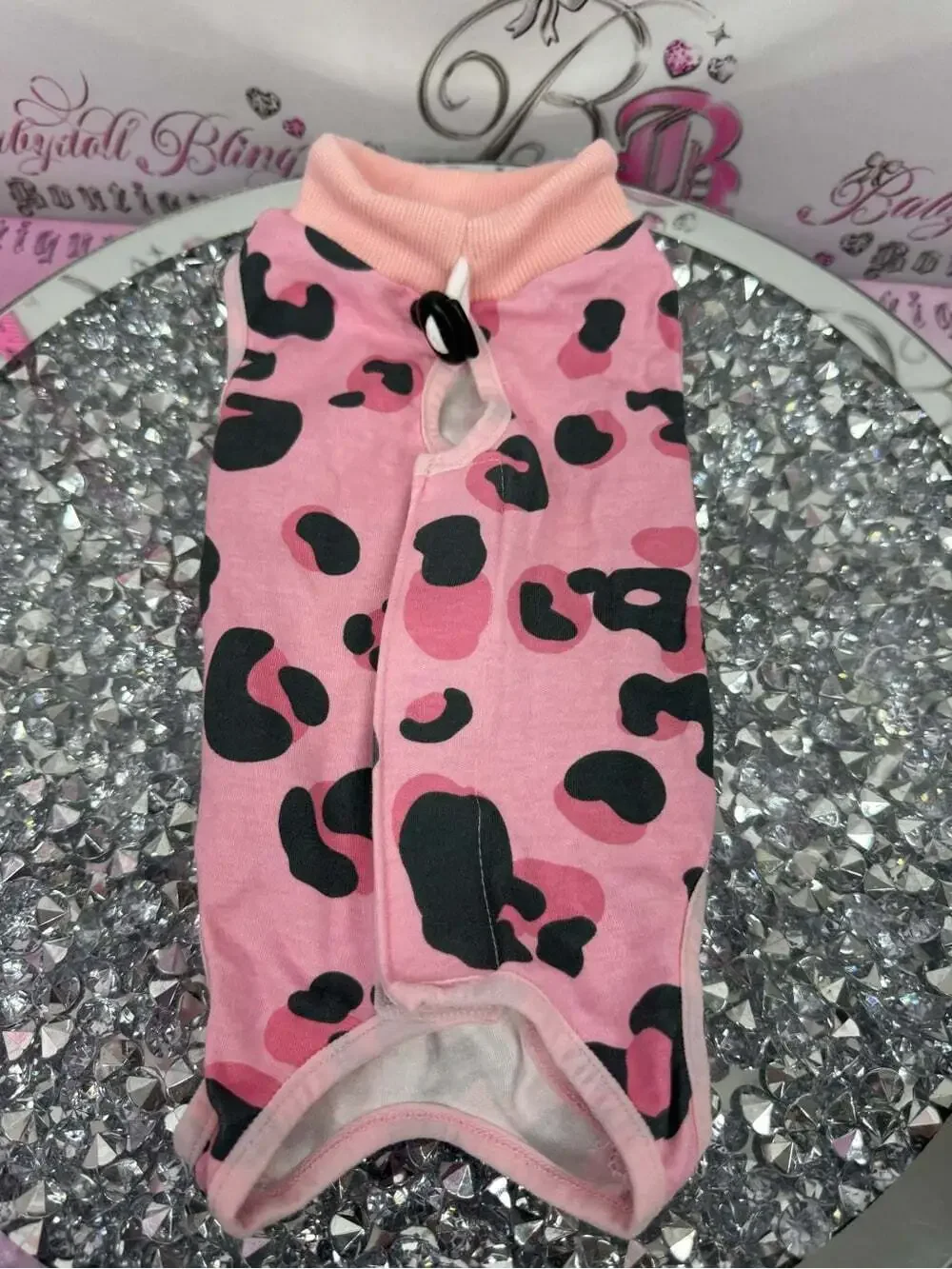 Animal onsie tshirt legs Pink Leopard Print Dog Tee with Ribbed Collar